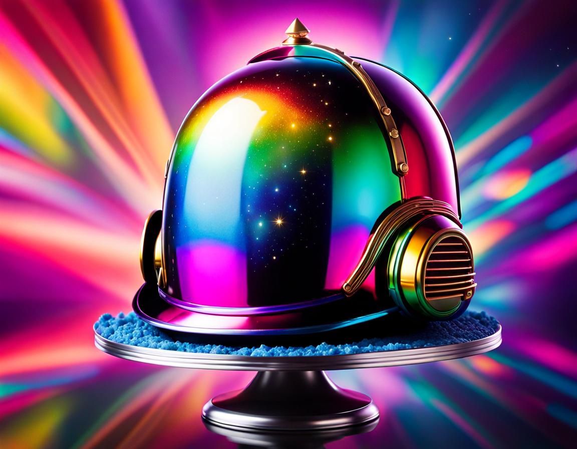 Delicious helmet cake by Lisa Frank art deco romanesque surr...