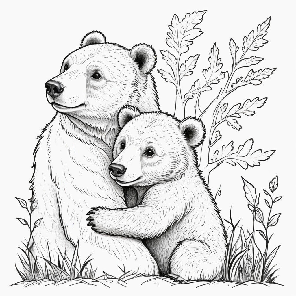 Fantasy Bear Family in Whimsical Forest Clearing