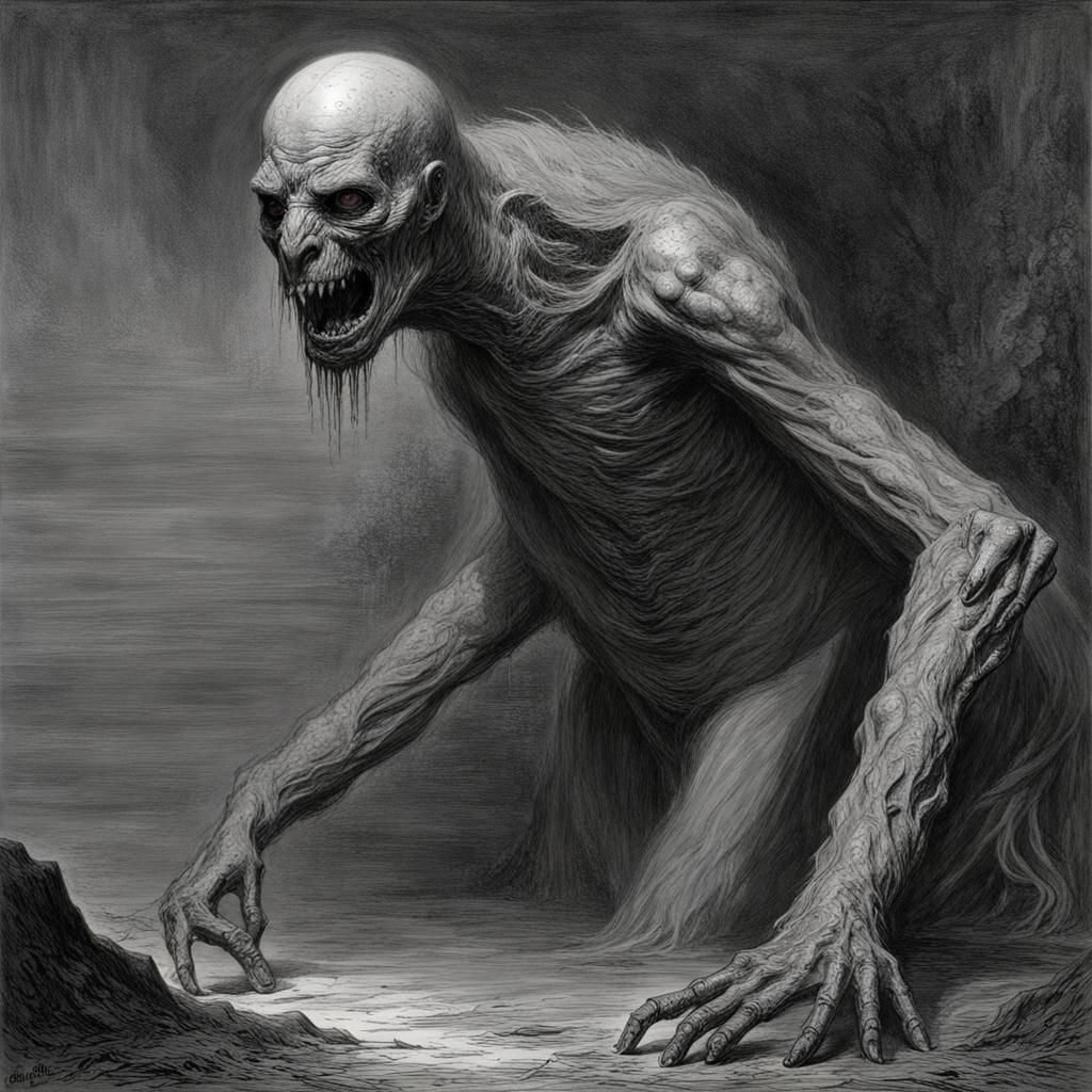 Horrific Flesh Creature in Doré Style