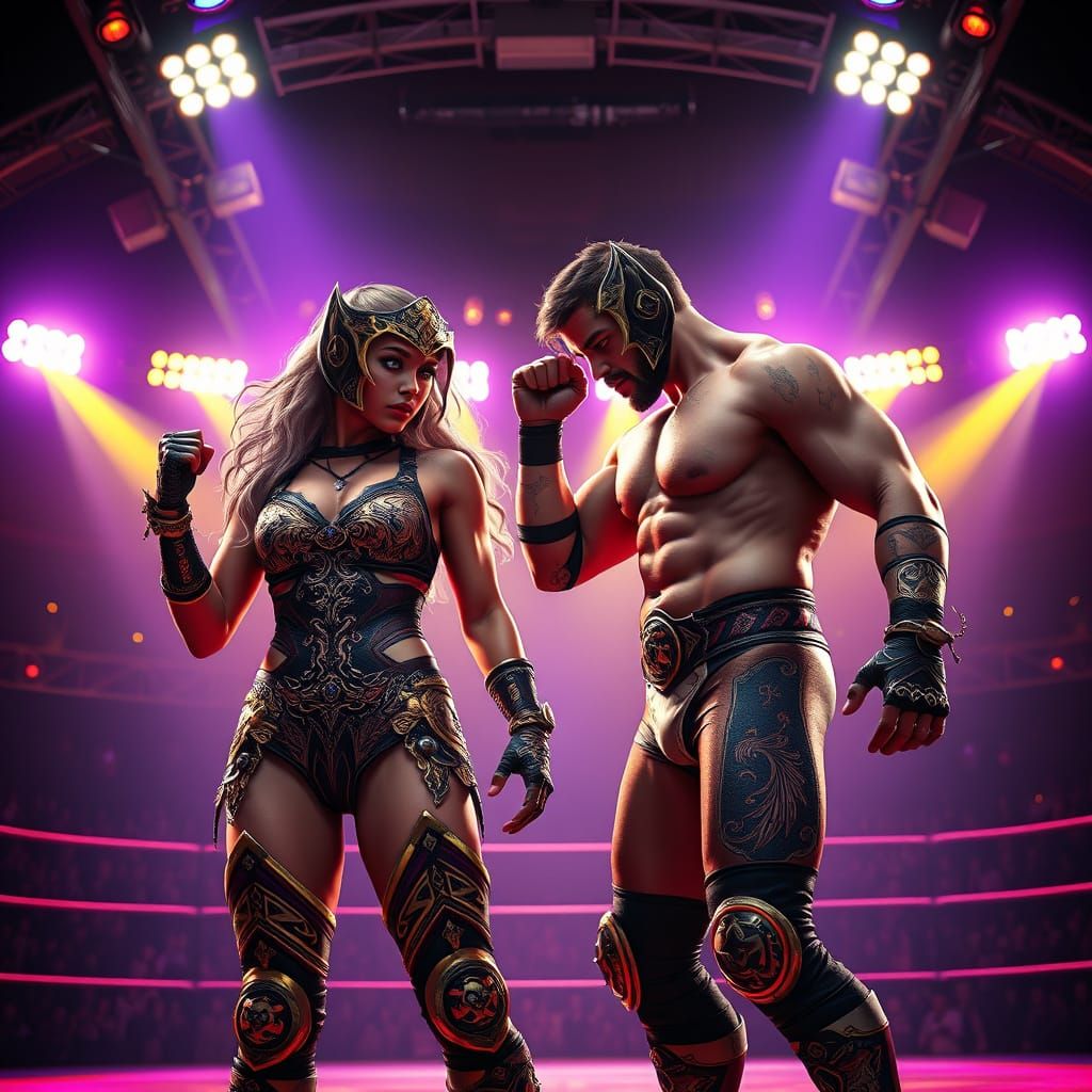 Dark Fantasy Wrestlers in Epic Arena