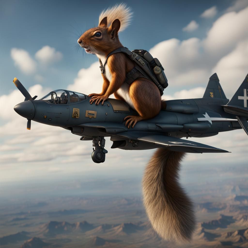 Hyperrealistic Squirrel in Airforce Outfit