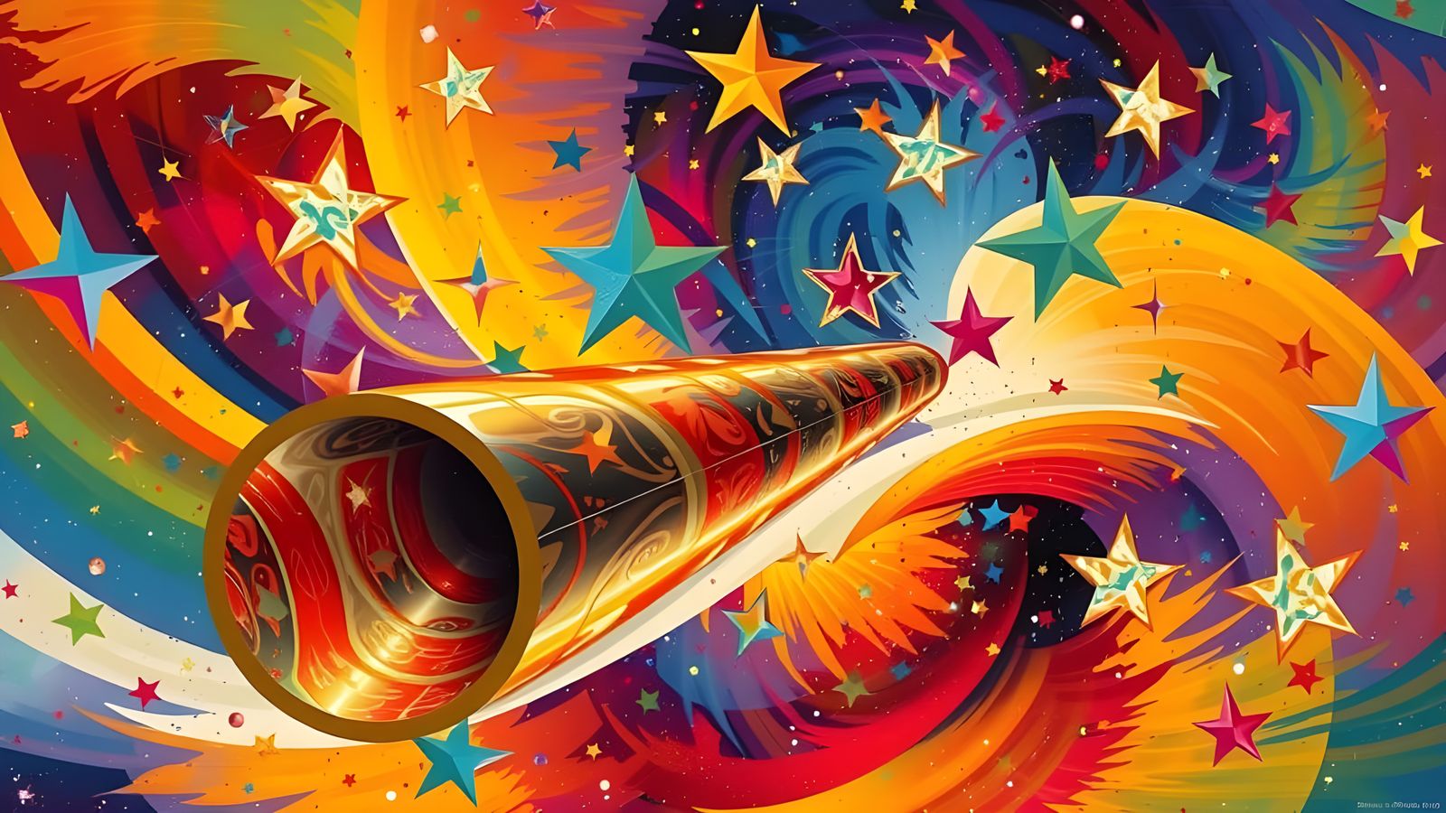 Reflective Cylinder Mirrors Kandinsky Stars in Cosmos