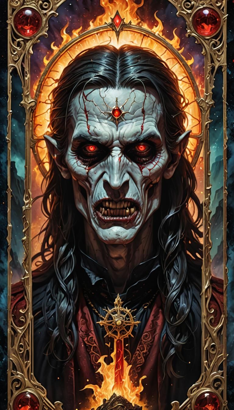 Vampire Ace of Wands in Hyperrealistic Style
