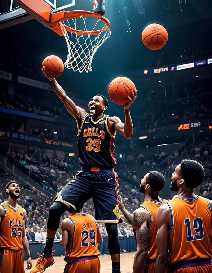 Anthropomorphic Basketballs Guide Human to Glowing Net