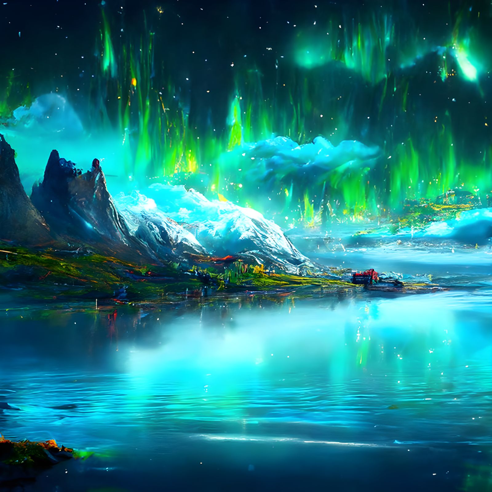 Spectacular Aurora Borealis Over Detailed Landscape