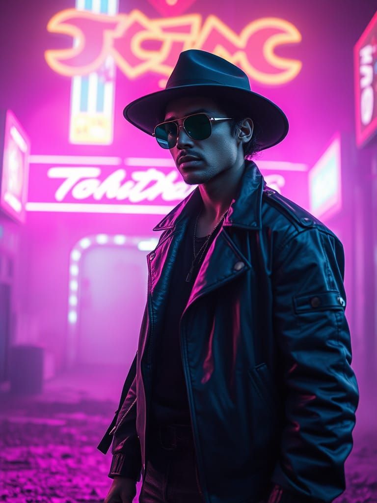 Space Cowboy in Neon Dreamscape