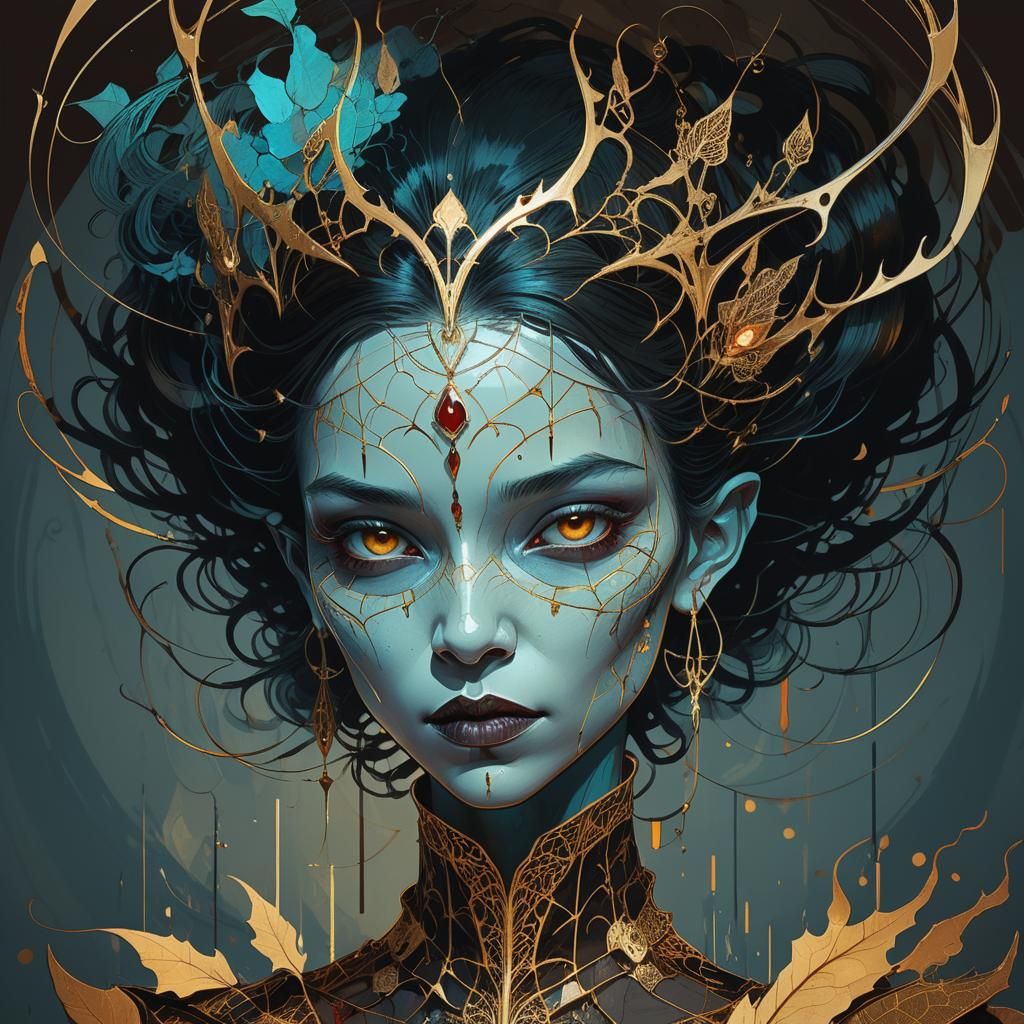 Vampire Queen Portrait in Luminous Colors