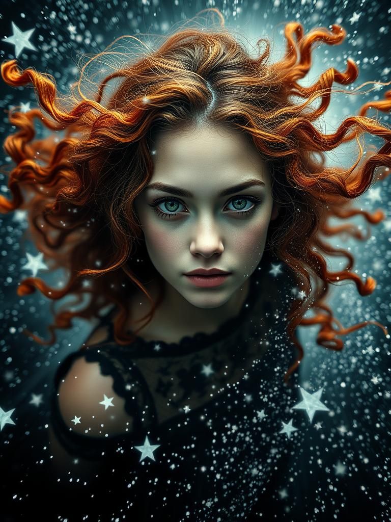 Galactic Beauty: Hyperrealistic Portrait in Rembrandt Style