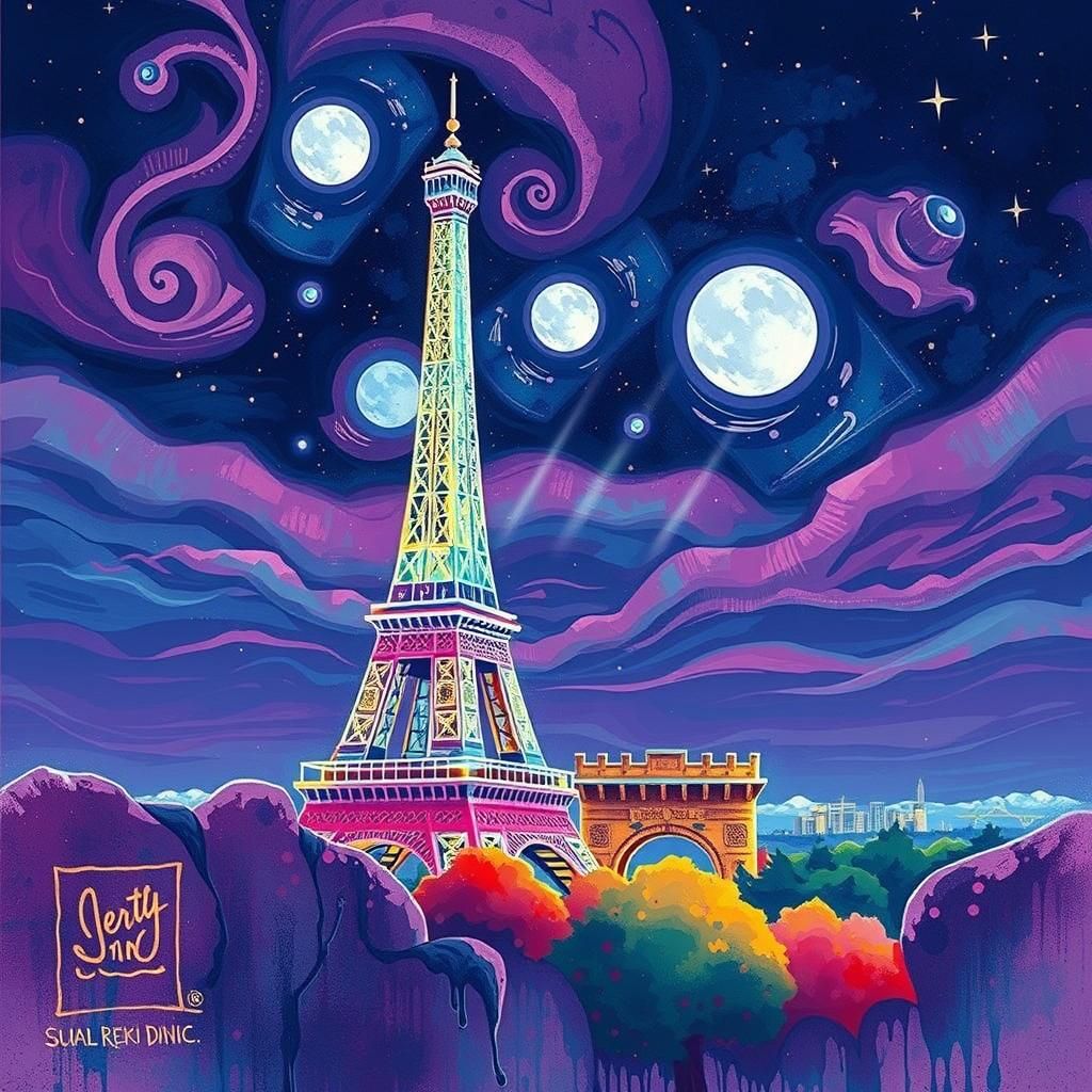 Anime-Style Star Dance with Ink Splatter Art