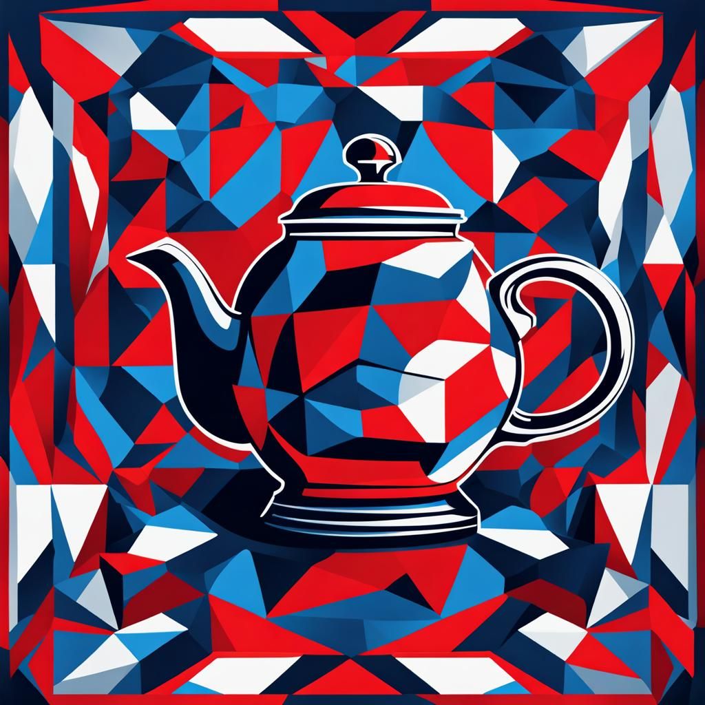 Escher-esque Tessellated Teapot in Cubist Vector Style