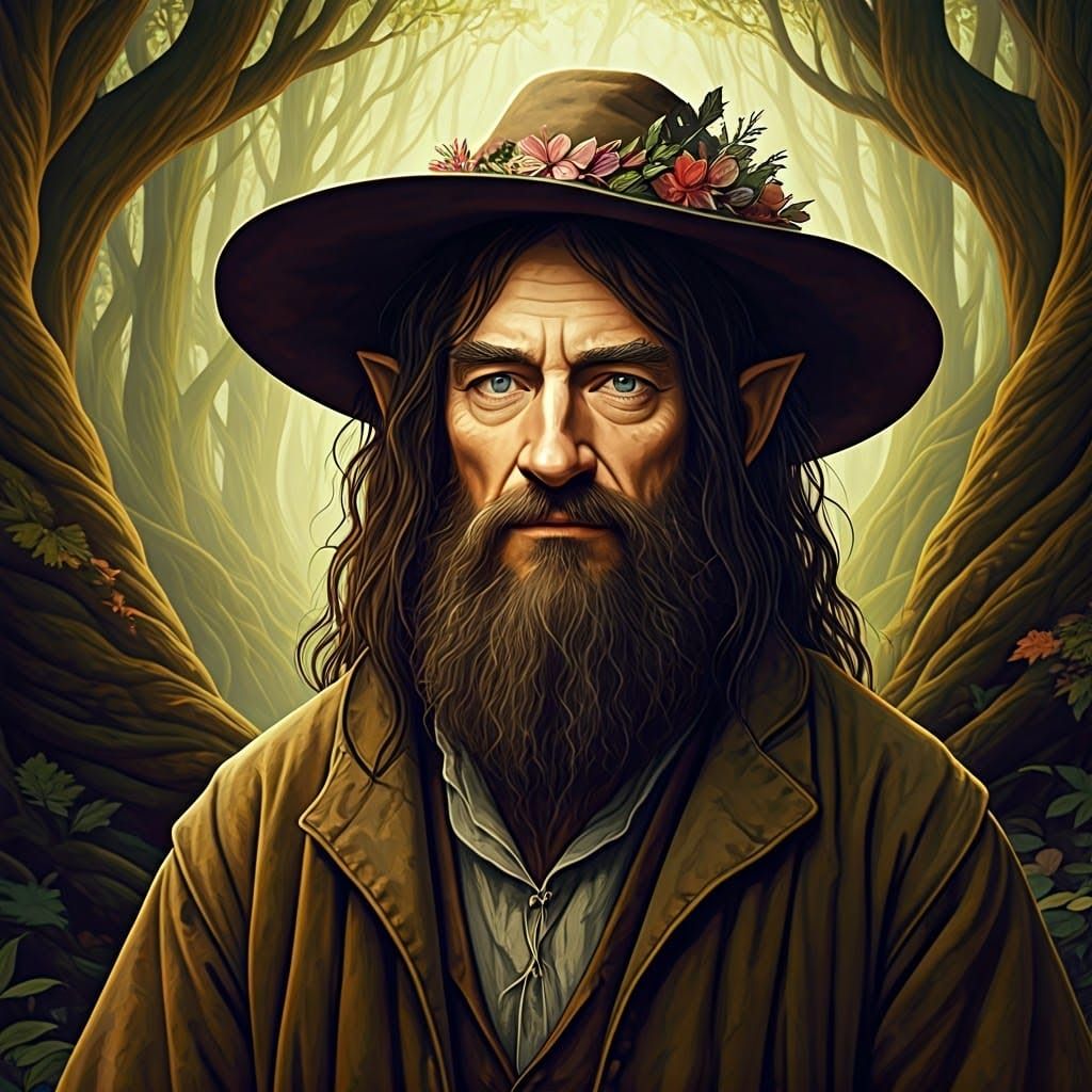 Mysterious Figure in Ancient Forest