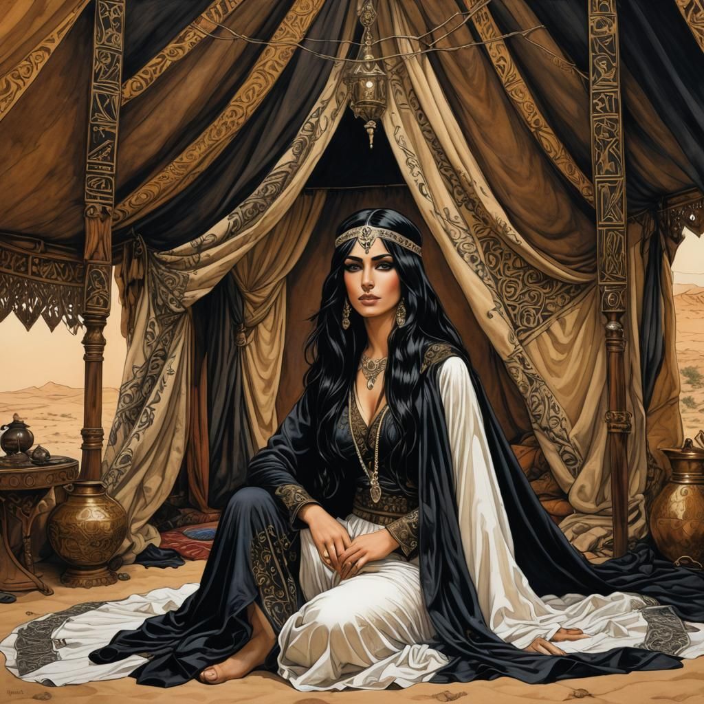 Fearless Arabian Princess in Gothic Fantasy Style