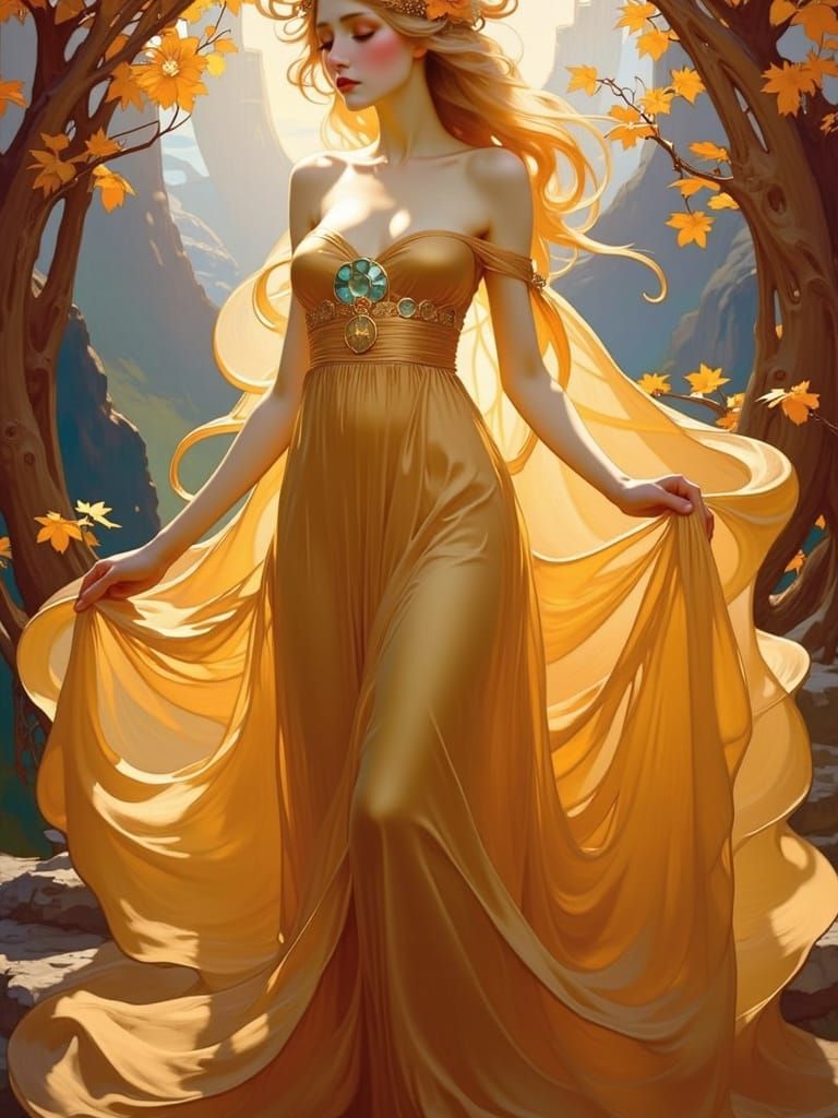 Ethereal Maiden in Art Nouveau Style