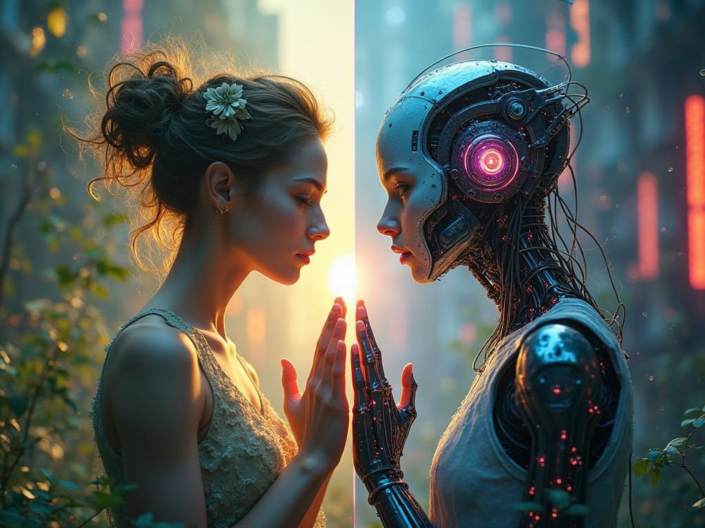 Druid Woman Transformed into Cyberpunk Cyborg