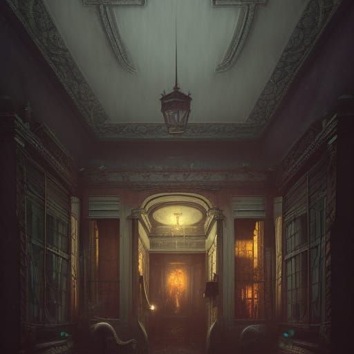 Creepy Old Hotel in Dark Fantasy Style