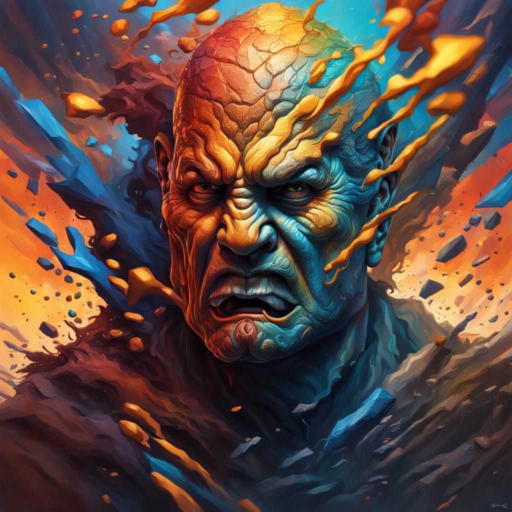 Dramatic Eternal Struggle in Hyperrealistic Splash Art