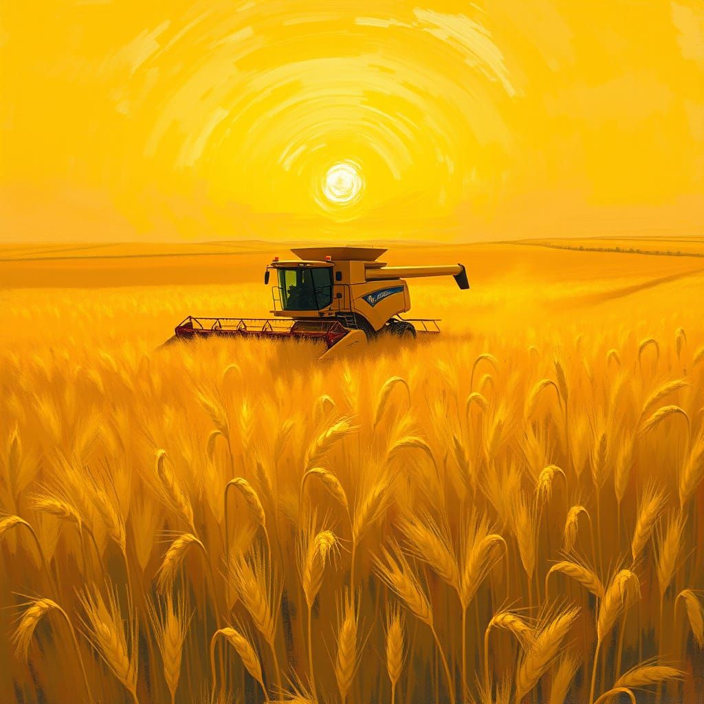 Golden Wheat Field at Sunrise: Impressionist Style