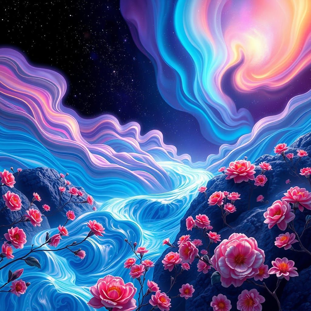 Celestial Dreamscape in Vibrant Iridescent Hues