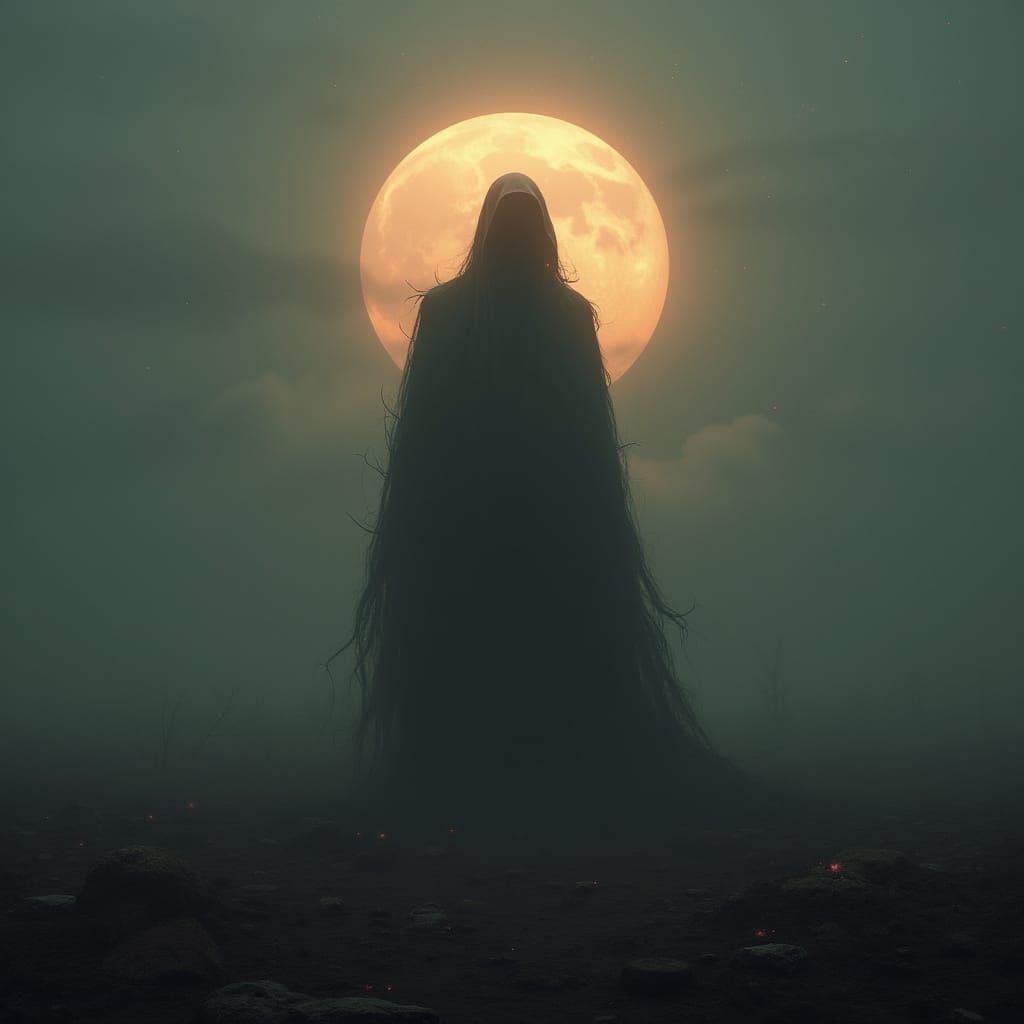 Eerie Figure in Shadow Under Impending Eclipse