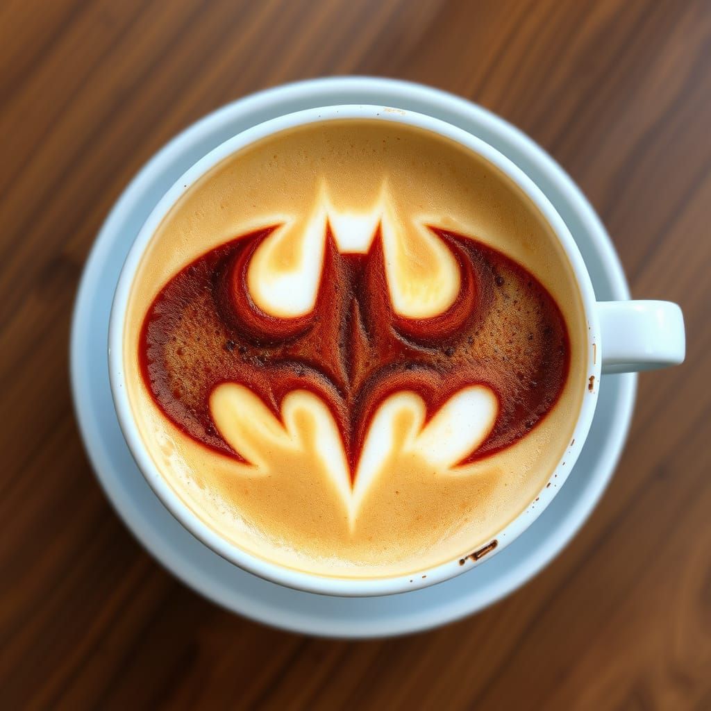 Dark Knight Emblem in a Morning Latte