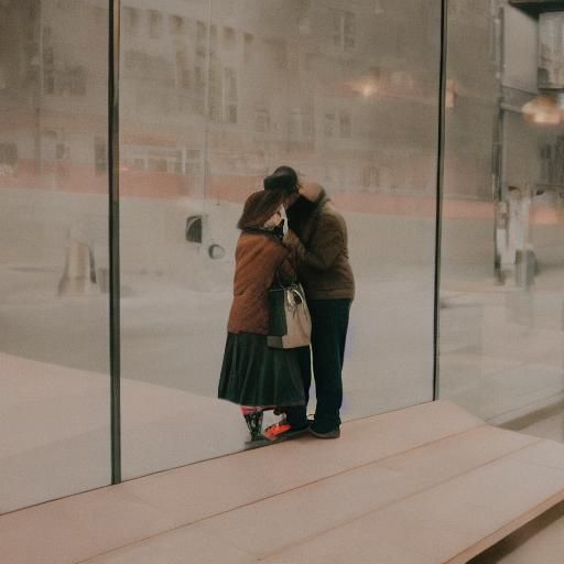Man Gazing at Woman in Crowded Cafe
