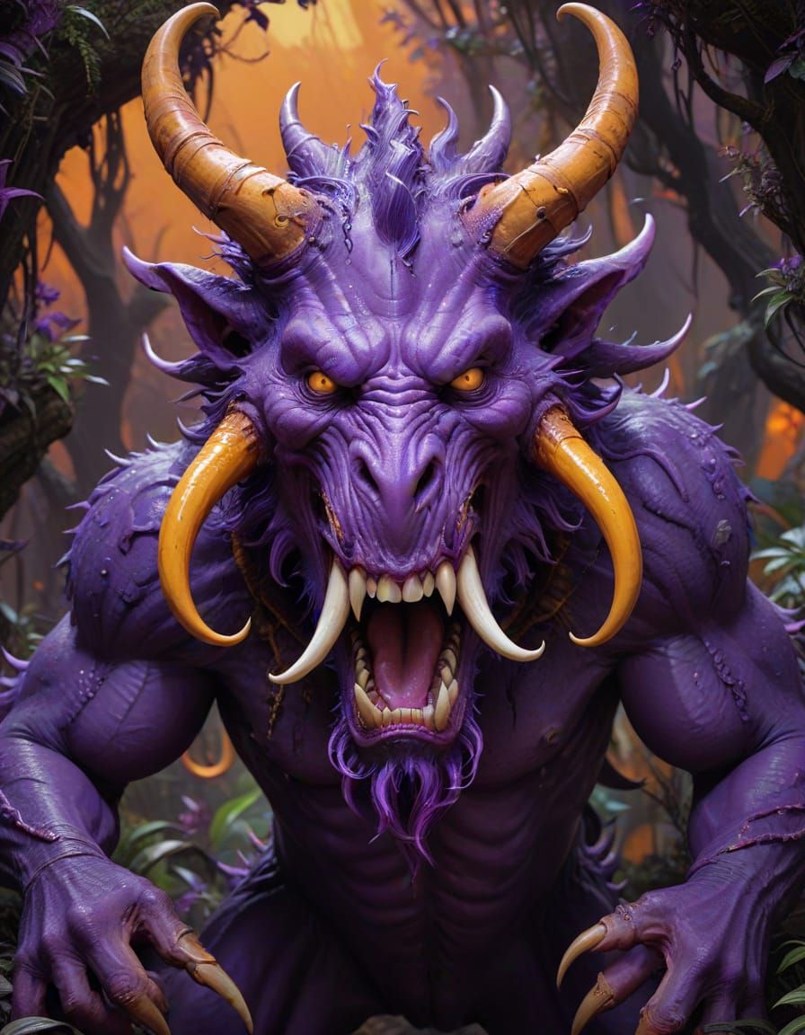 Mysterious Purple Beast in a Dreamlike Jungle