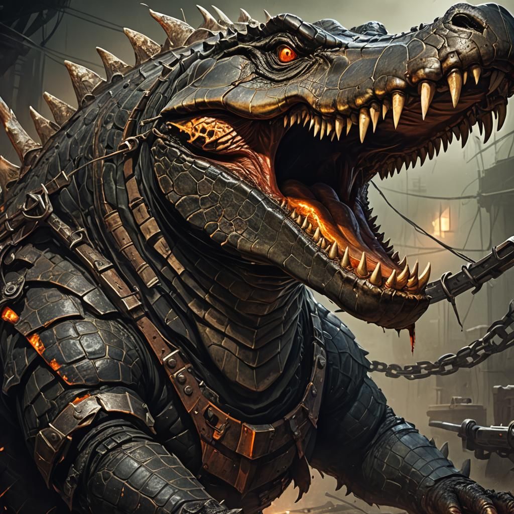 Armored Alligator Warrior with Torque Bow