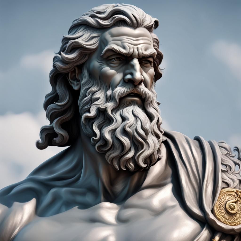 Rugged Zeus Statue Portrait Painted in ZBrush