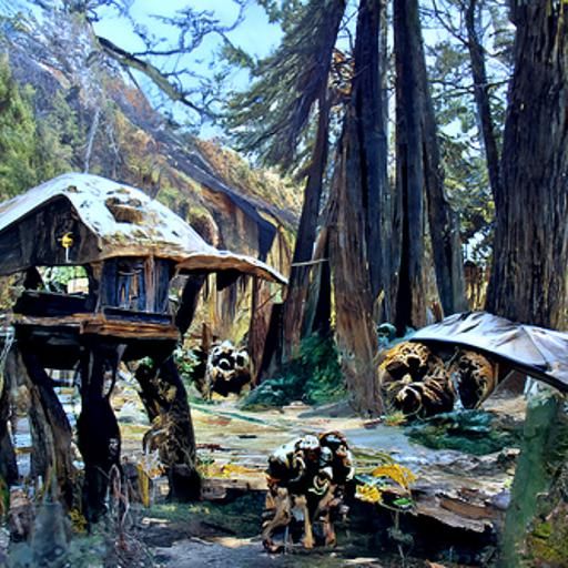 Ewok Village on Endor as Oil Painting