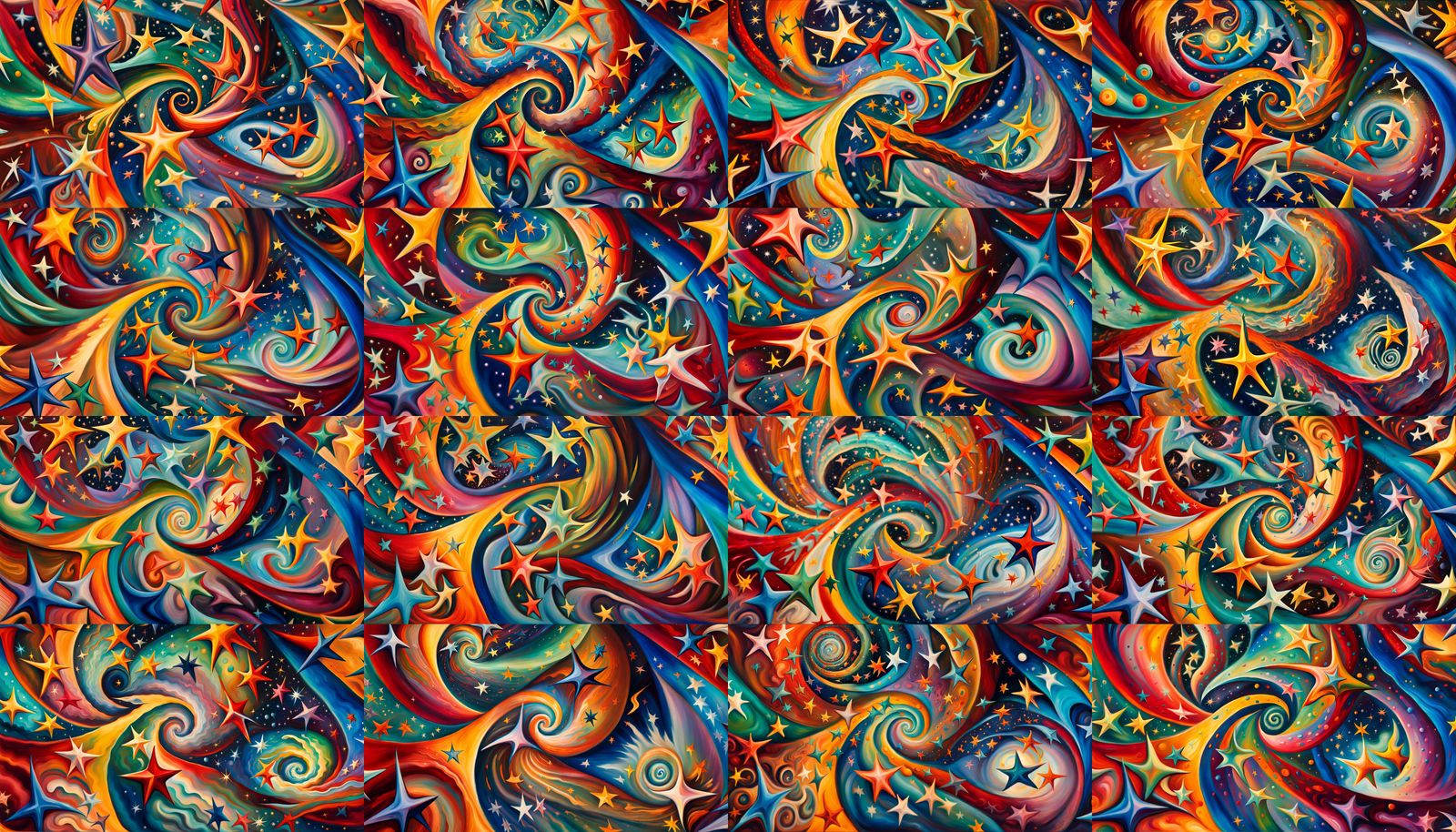 Abstract Stars in Cosmic Energy Swirl: Expressionist Paintin...