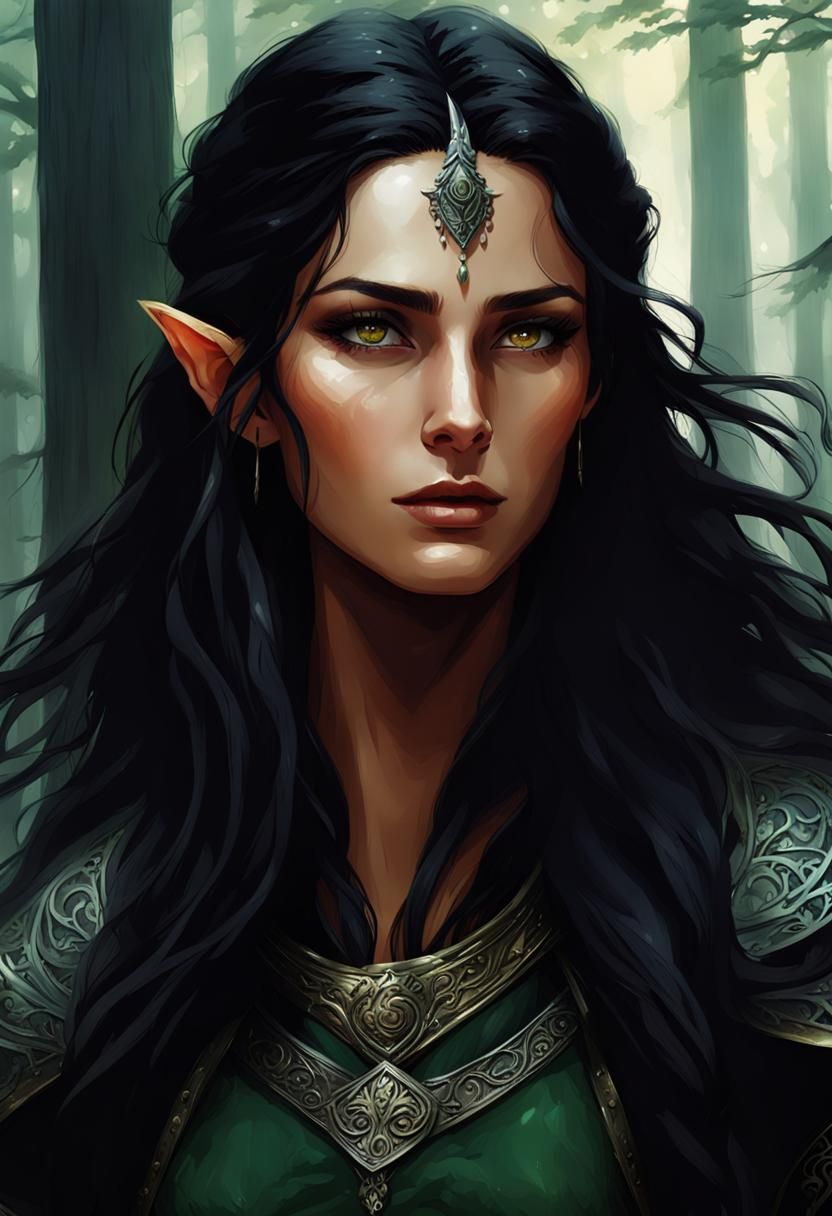 Determined Elf Warrior Princess Portrait