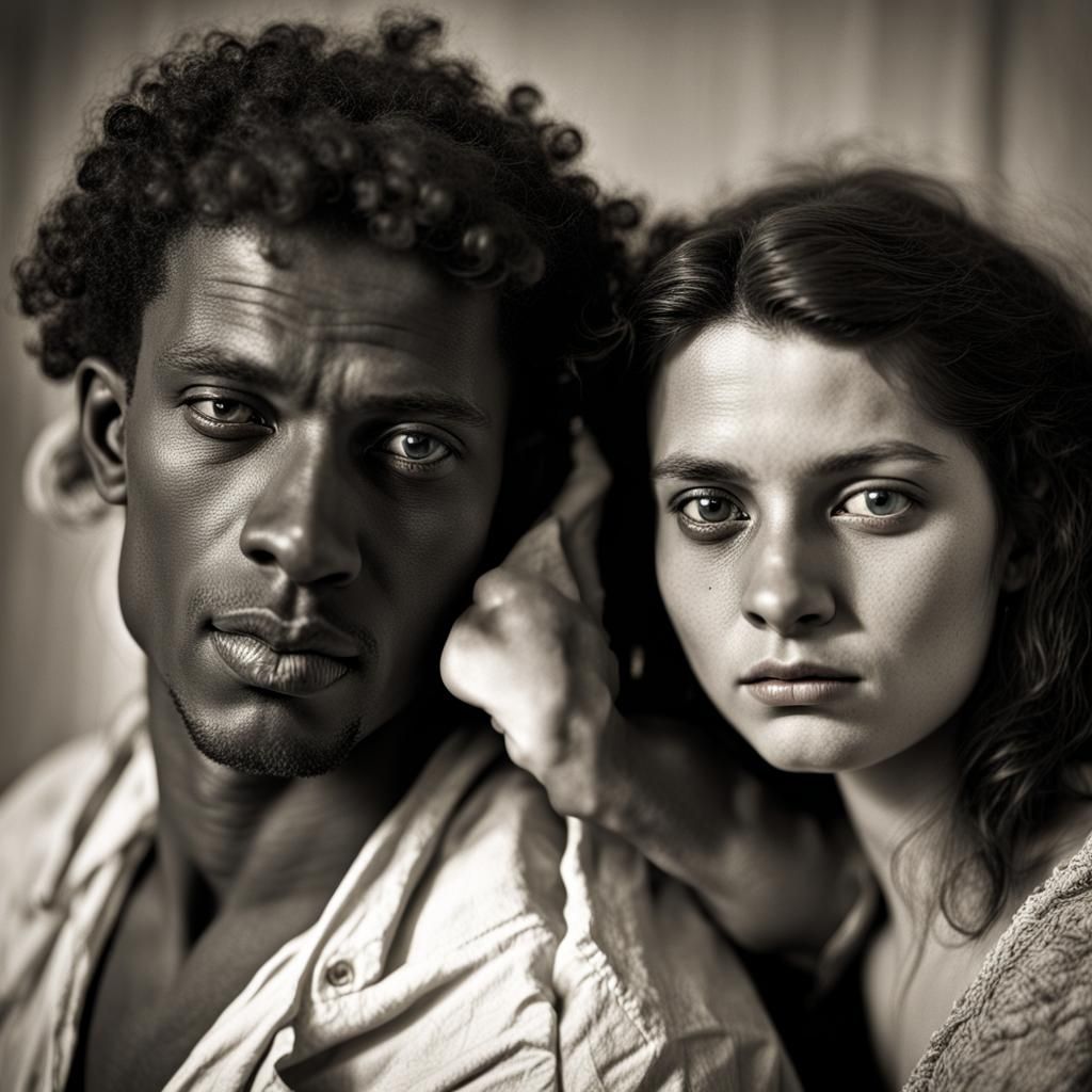 Emotive 19th Century Couple Portrait in Realistic Style