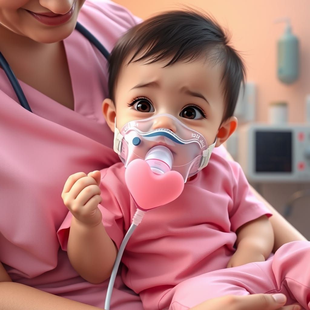 Anime Realism: Toddler with Nurse in Pastel Hues