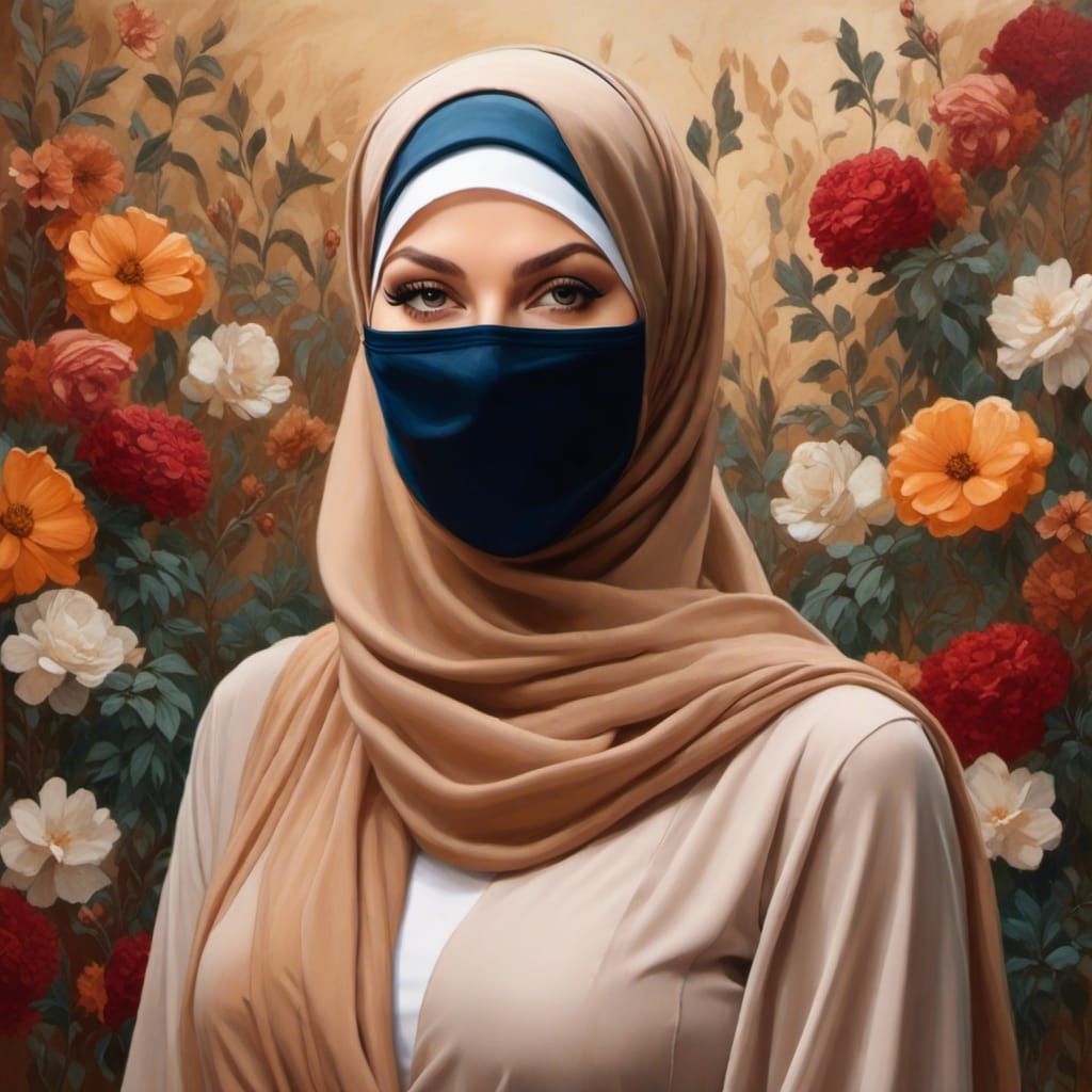 Hijabi Portrait in Earth Tones as Oil Painting