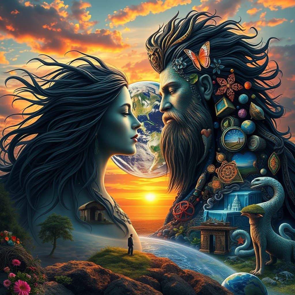 Mesmerizing Mother and Father Earth Digital Art in 8K