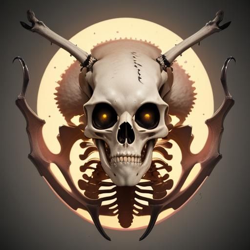 Hyperrealistic Animal Skeleton in Colorful Splash Art