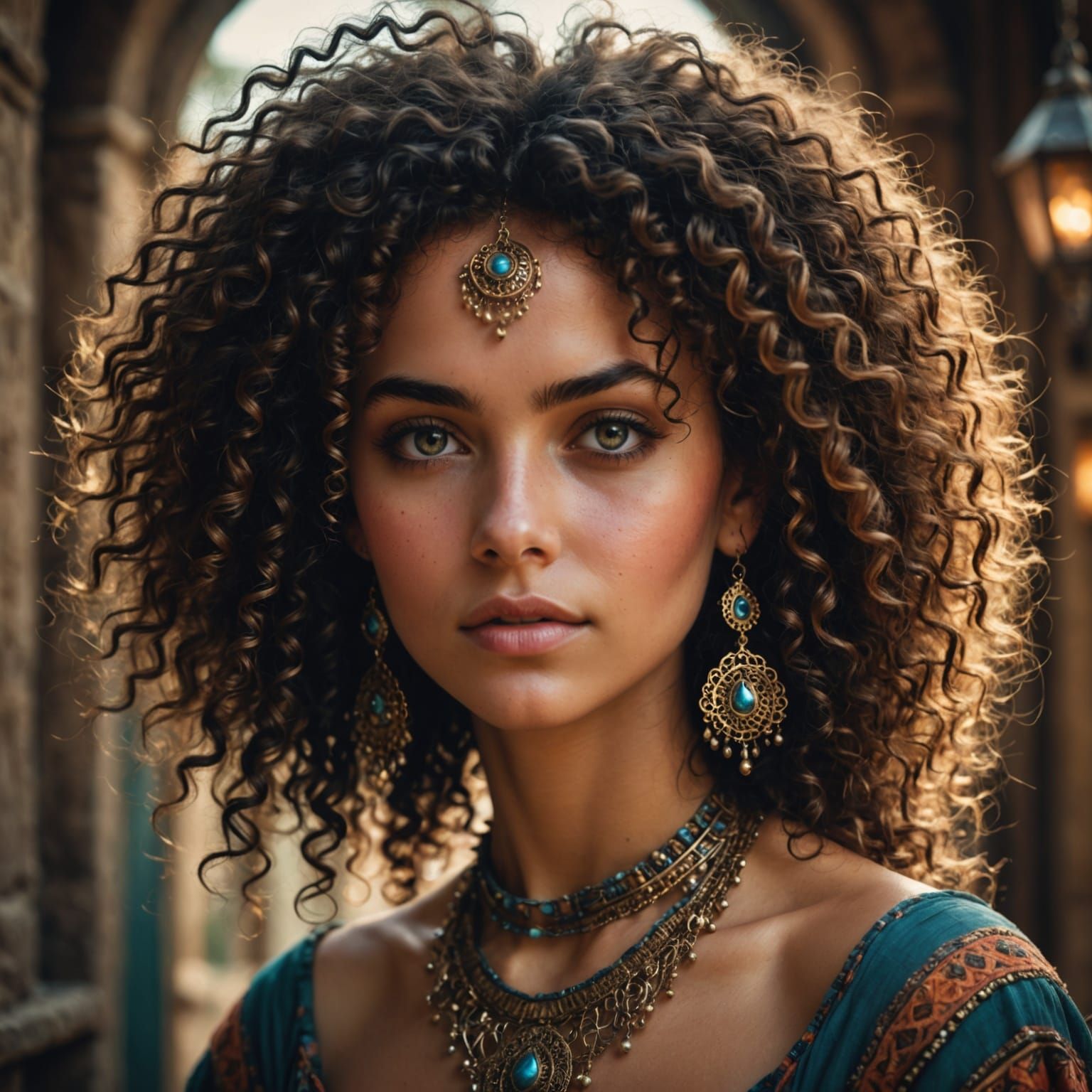 Free-Spirited Bohemian Girl with Enchanted Eyes
