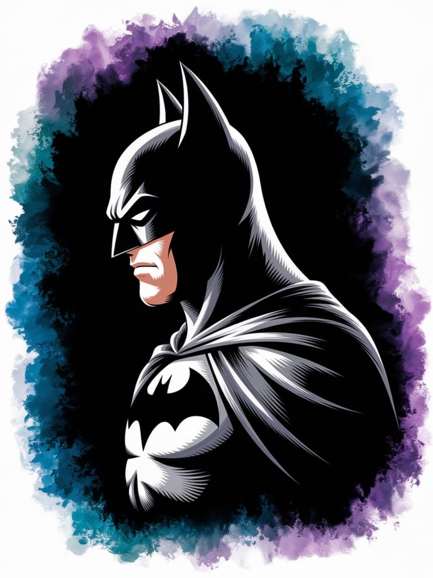 Batman in Elegant Watercolor Silhouette
