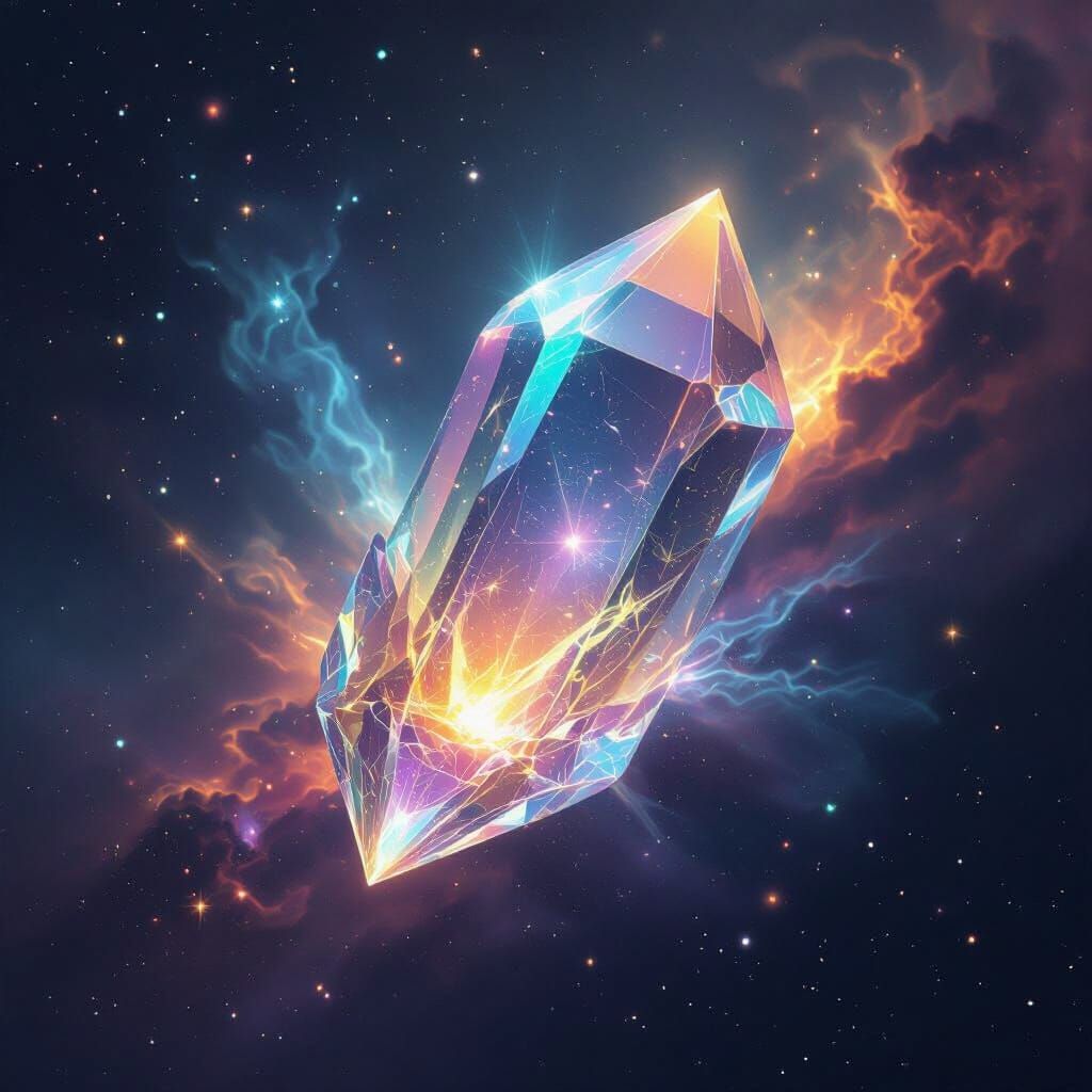 Glowing Crystal in Cosmic Void