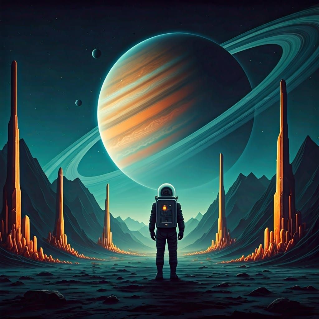 Cosmic Voyager on a Barren Alien World