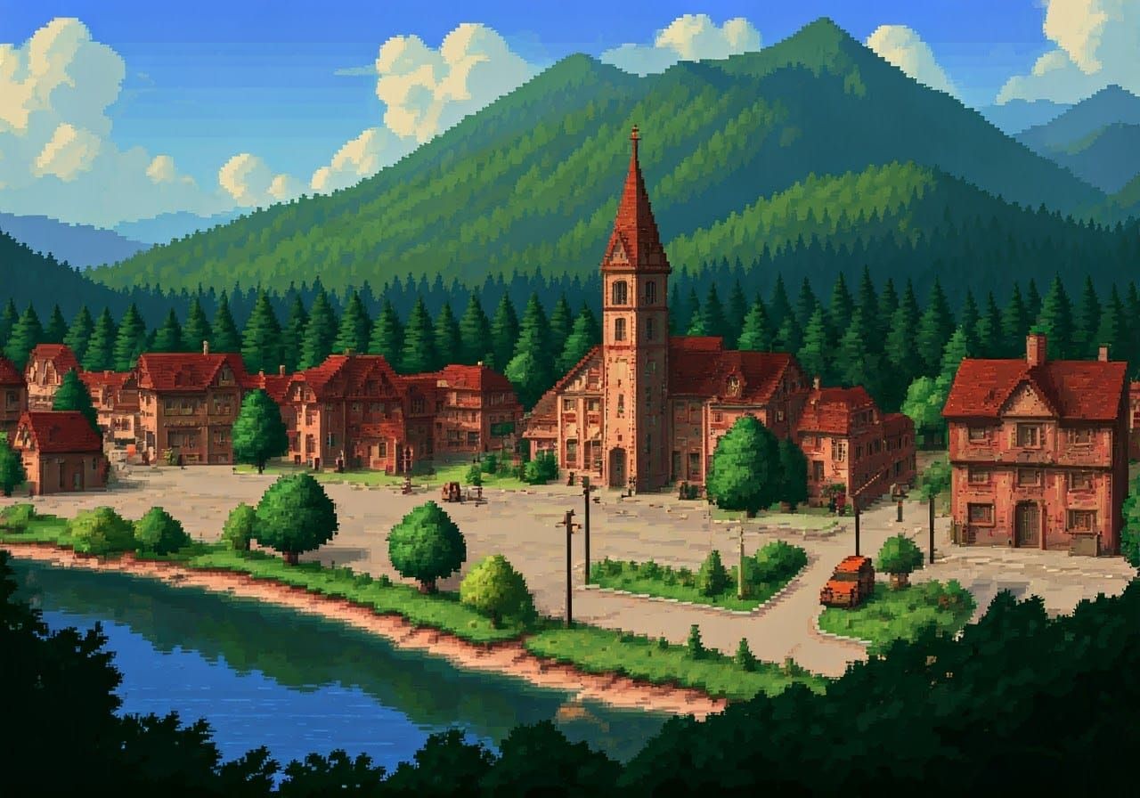 8-Bit Pixel Art War Scene by Lake