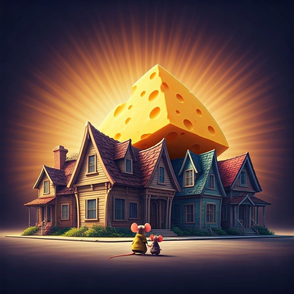 Cheese House Dreamscape in Pixar Style
