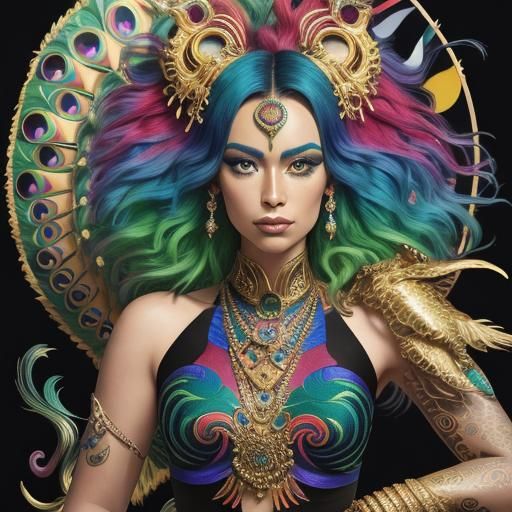 Rainbow Dragon Serpent Transformation in Fauvist Pop Art