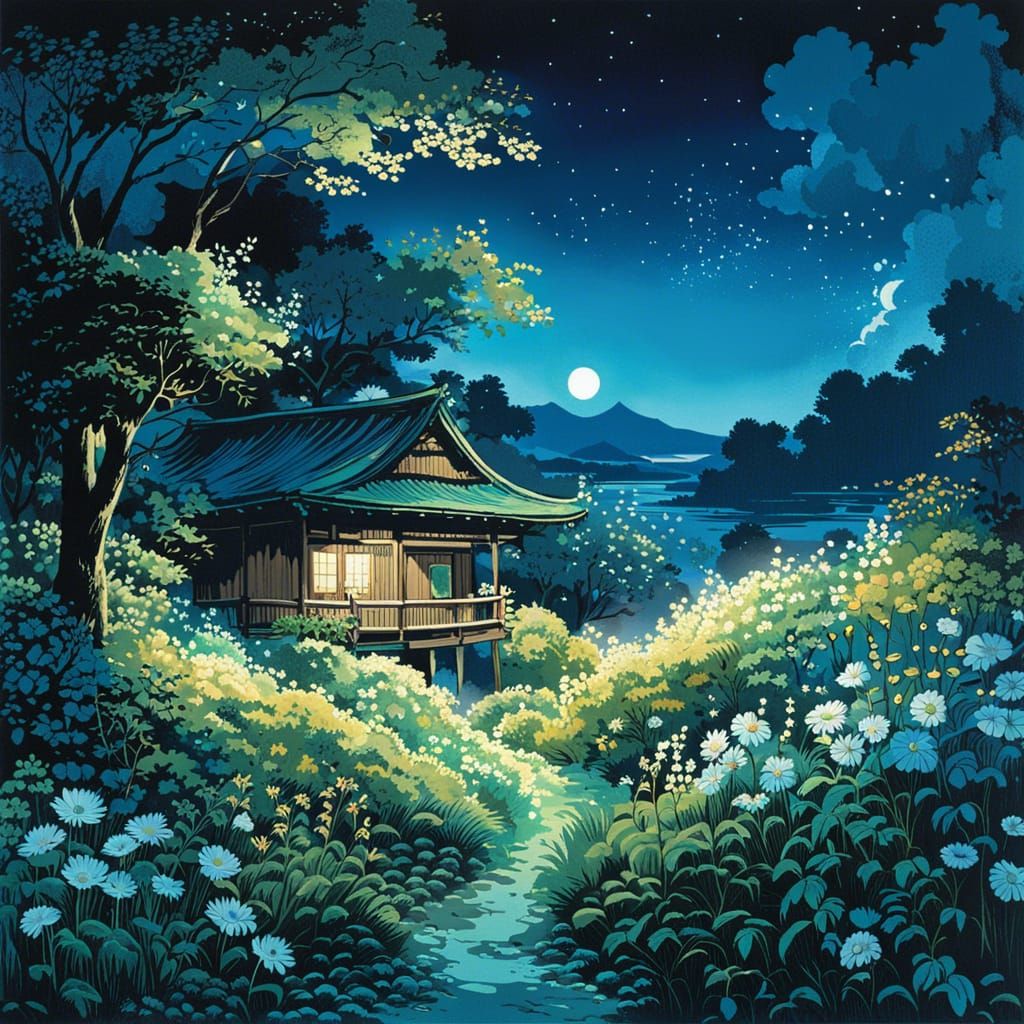 Night Flora in Romantic Manga Style