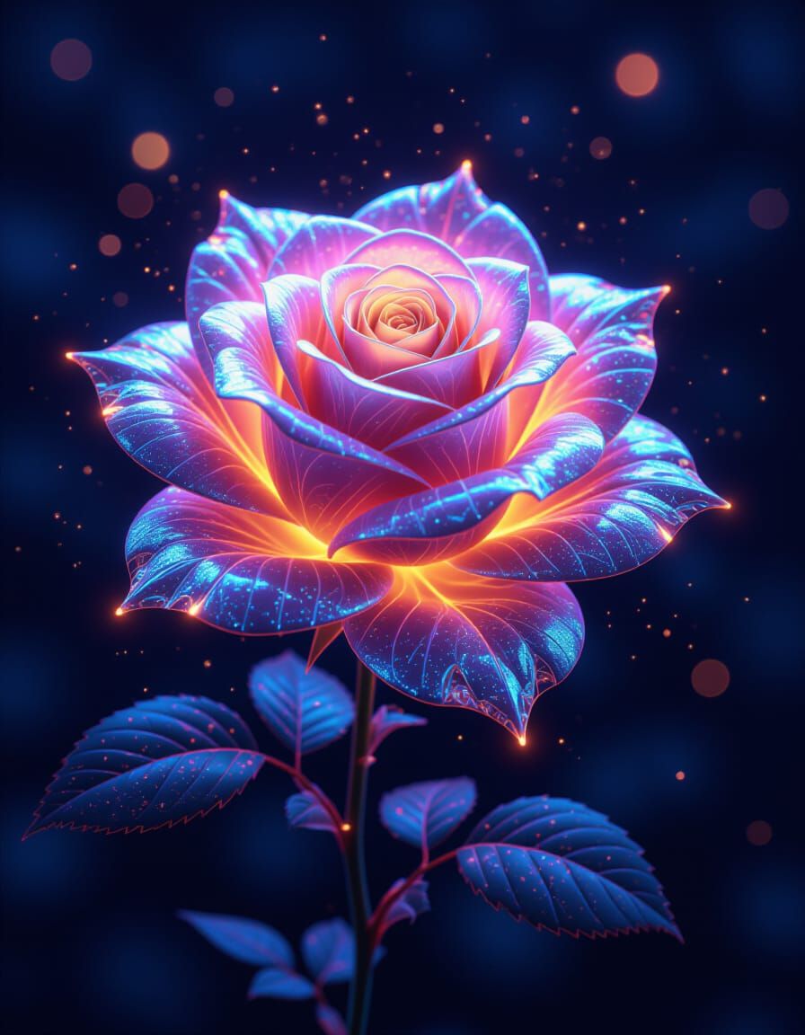 Ethereal Rose with High-Tech Decorations