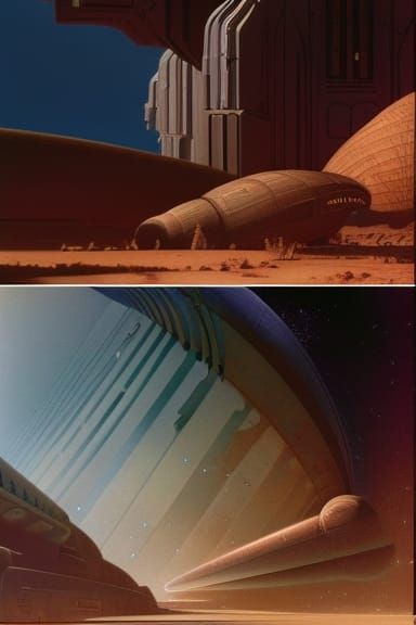 O'Neill Cylinder Space Settlement in Dieselpunk Style