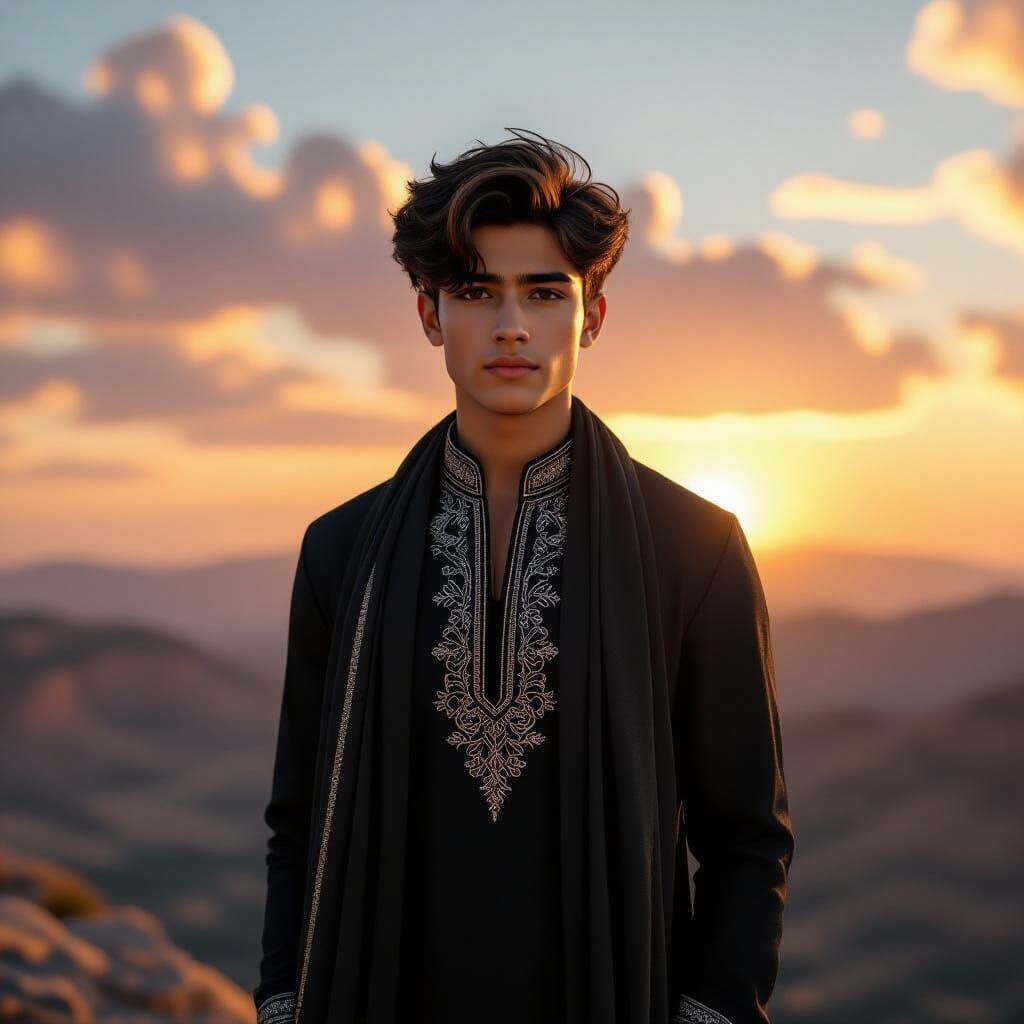 Teenage Boy Portrait at Sunset in Cinematic Realism