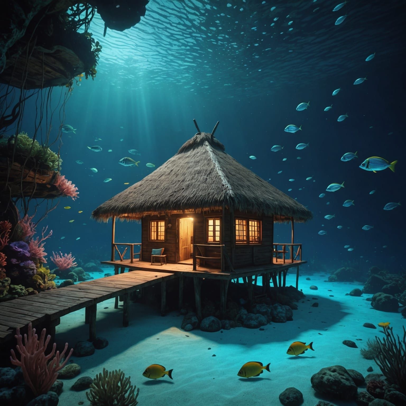 Bioluminescent Ocean Hut in High Definition