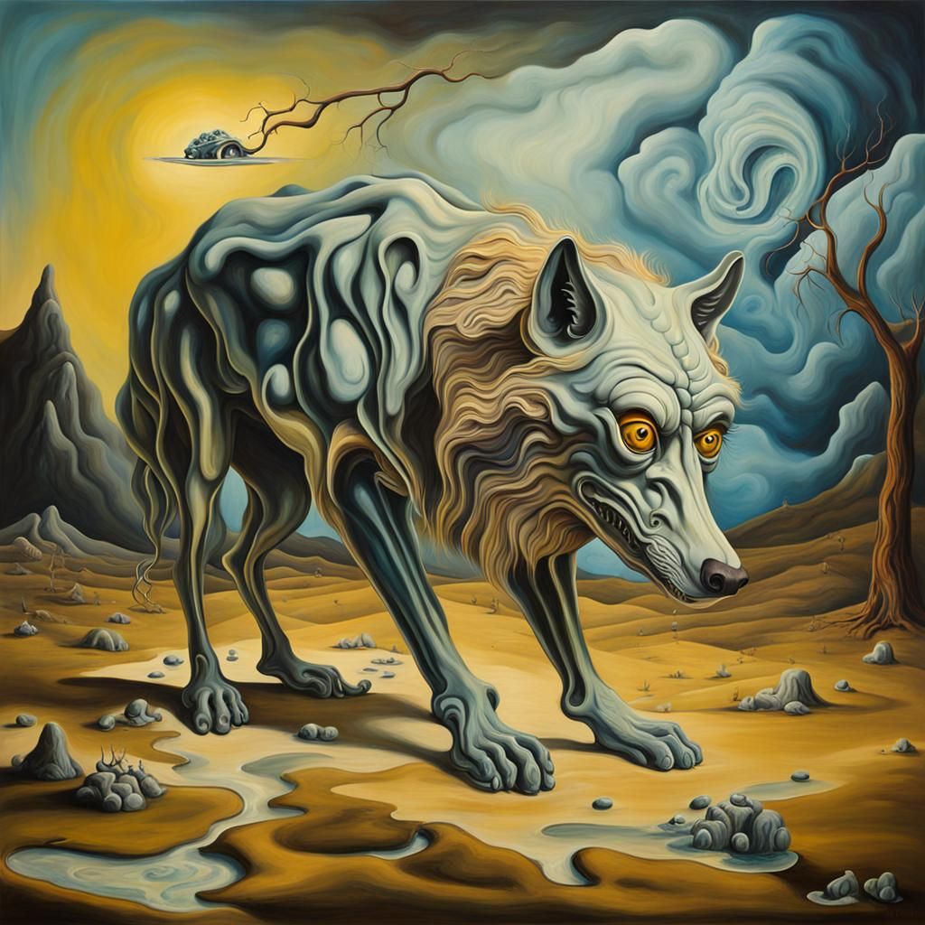 Surreal Big Bad Wolf in Dali Style