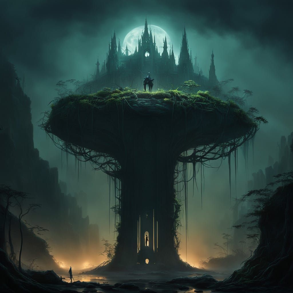 Glowing Crown of Thorns in Dark Forest Shadows